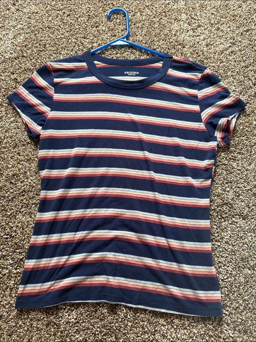 Arizona Striped Navy, baby blue, orange, yellow, red Tee